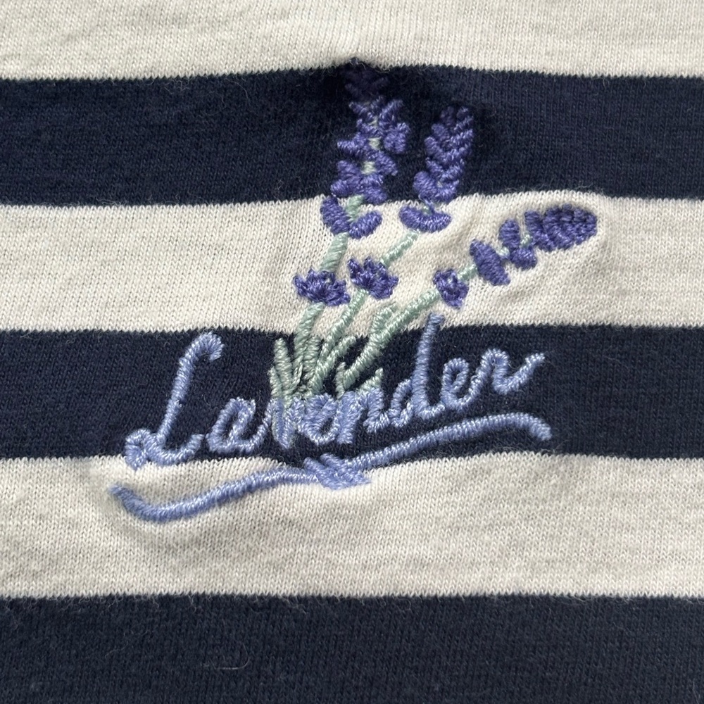 Madewell Navy and White Striped Tee with Lavender - Picture 7 of 7